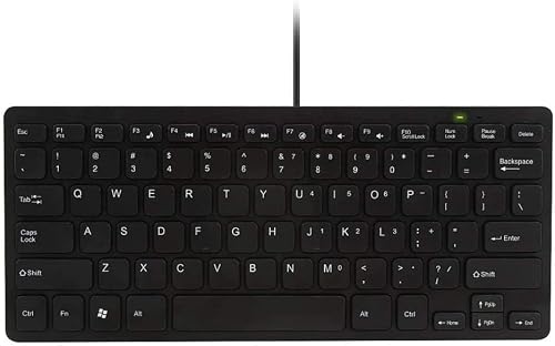 [カロカック] USB有線キーボード パソコン キーボード PC ノートパソコン 有線 コンピュータ MAC USキーボード ミニ 薄型 78キー 英語配列 プラスチック製 コンパクト 持ち運びやすい 軽量 USB接続 緊急 トラブル時 (ブラック)