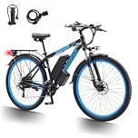 QIKAITU 29 X 1.95 Inch Electric Bikes for Adults with 48v17.5ah Removable Battery 100 Km Max, E Bikes 21-Speed Front & Rear Disc Brakes for Men Women Commuter & Outdoor Bicycle (Blue)