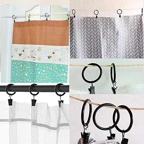 Pack Of 10 Metal Curtain Rings with clips Pole Rod Voile Net Curtain Drapery Rings Pole Rod Hanging Rings With Hooks (Silver)