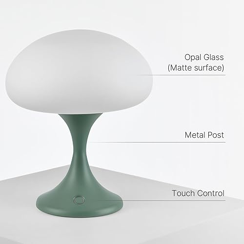 Miniatura 7 de Lámpara de mesa recargable LED de 5 W con pantalla de cristal, pequeña luz táctil retro regulable con 3 temperaturas de color, luz estética de