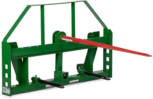Titan Attachments Global Euro Accesorio para marco de heno con lanza de heno de 43 pulgadas y estabilizadores, se adapta a tractores John Deere,