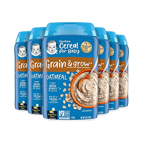 Gerber Baby Cereal 1st Foods, Grain & Grow, Oatmeal, 8 Ounce (Pack of 6)