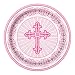 Radiant Cross Pink Religious Dinner Plates, 8ct