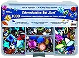 Schmuckstein Set mit 1000 Schmucksteinen in verschiedenen Formen und Größen