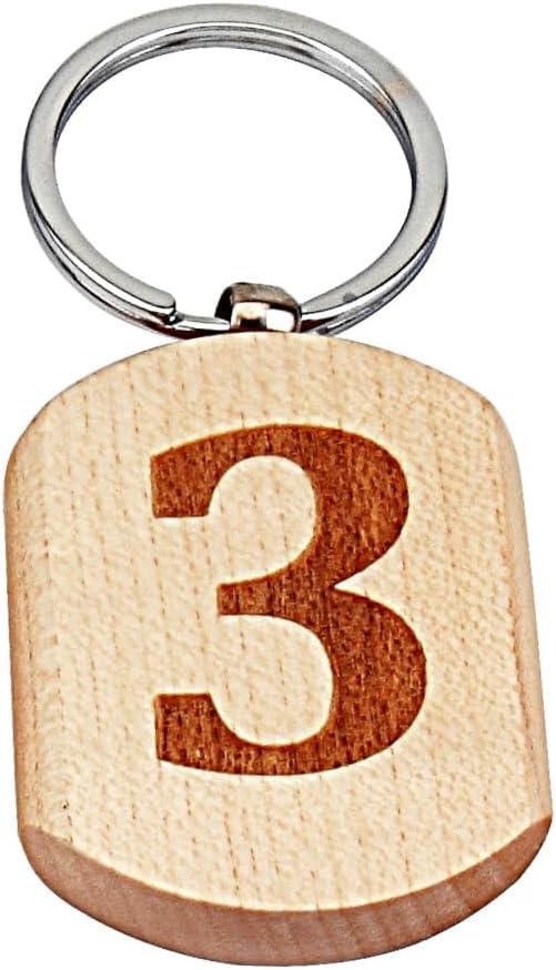 Blessings Number 3 Wooden Keychain