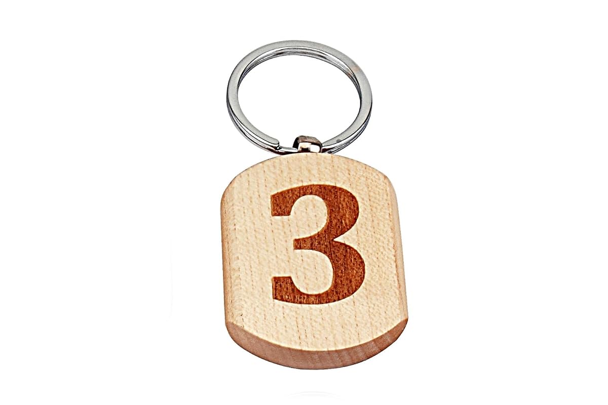 Blessings Number 3 Wooden Keychain