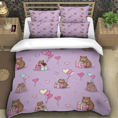 Housse de couette capybara 200x200 parure lit microfibre imprimée - 5