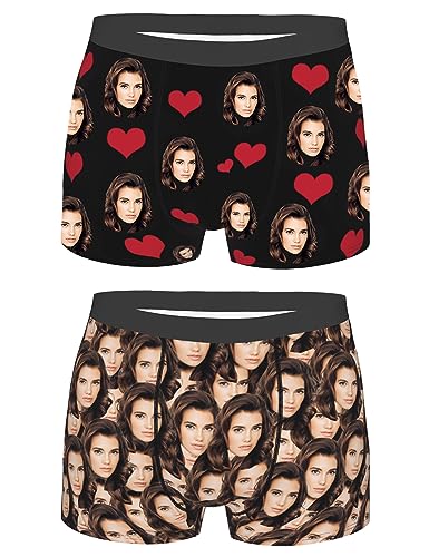 2 Pack Custom Underwear for Men, Custom Boxers for Men with Face, Gift for Boyfriend Birthday Unique Christmas