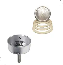 Kit Para Cafeteira Italiana Aluminio 6 Xícaras Moka Funil E Filtro Com Borracha