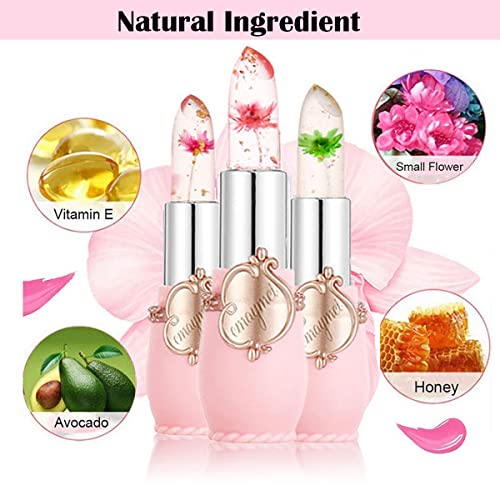 6 Pcs Beauté Jelly Lipstick, Fleur Température Changement de couleur rouge à lèvres, hydratant longue durée imperméable Baume à lèvres(Rose) - Image 4
