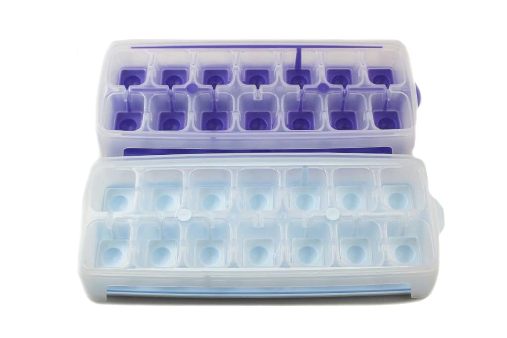 Tupperware Gefrier-Behälter Eiswürfler lila-weiß + himmelblau G29 Eiswürfelwunder 39023