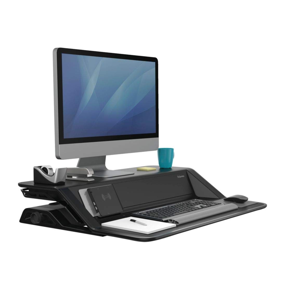 Fellowes Lotus DX Deluxe Height Adjustable Sit-Stand Workstation, Black