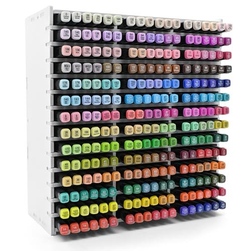 Marker Storage Organizer, Marker Holder for 252 Markers, Pens, Watercolor Brushes, and Colored Pencils – Desktop Art Supply Organizer for Home, Office, and Classroom
