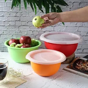 VOIDROP Melamine Bowls-Hammered German Bowl with Lid, Pure Melamine-Anti-Skid Base | German Engineering| for Everyday Use