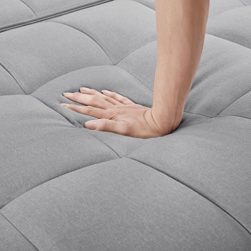 Image of 2-in-1 Convertible Loveseat Sofa Bed with Pull Out Bed and Storage Sectional Counch for Living Room, Apartment, Bedroom, Office, Light Gray
