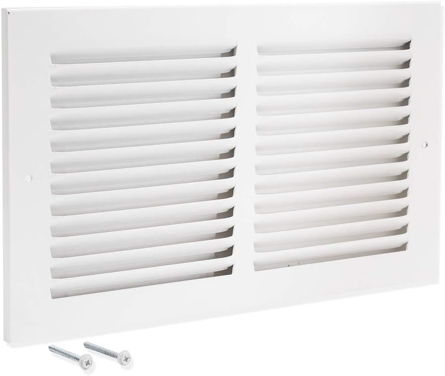 EZ-FLO 12 x 6 Inch (Duct Opening) White Return Air Vent Cover for Wall or Ceiling, Solid Steel Return Air Grille, HVAC Air Return, 61626