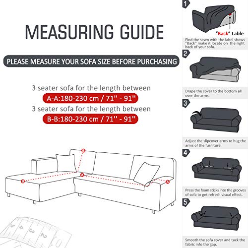 TAOCOCO Water Resistance Sectional Couch Covers 2pcs L-Shaped Sofa Covers Stretch Sofa Slipcovers with 2pcs Pillowcases L-Type Polyester Fabric Softness Sofa Covers 3 Seats +3 Seats (Lead Grey)