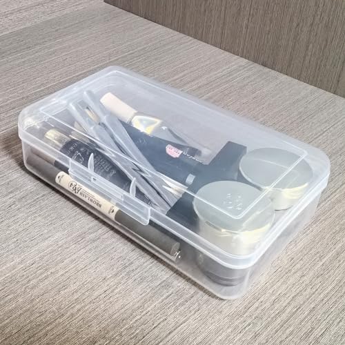 Image of 4 Pack Rectangular Clear Plastic Storage Containers, 8x4.7x2.3 inch | Hinged Lid, For Beads and Small Craft Items