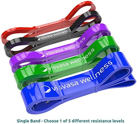 Visvasa Wellness Assisted Pull Up Bands - Mobility Bands - Squats Bands - Stretch Bands - Resistance Bands Individual or Set - with eGuide. Extra Durable Rubber Assistance Bands.