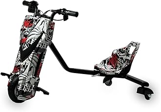 36V Electric Drift Trike for Kids | 8" Front Motorized Wheel & PU Rear Wheels with LED Lights | Variable Speed Ride-On | Suitable for Ages 8-14 | Unique Stylish Designs (Pirate Style)