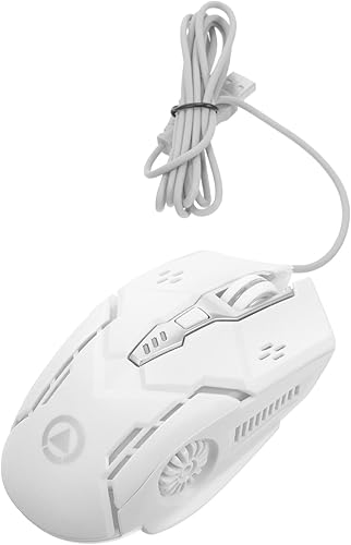 USB Wired Gaming Mouse for Laptop and Pc, Silent 6-Button Mechanical Mouse with RGB Lighting, White Color, USB Gaming Peripheral for Computer
