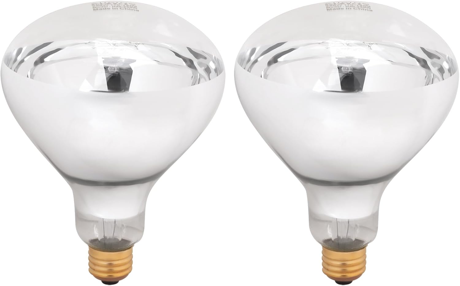 Aiicioo 250W R40 Clear Heat Lamp Bulb R40 Incandescent Heat lamp Bulb for Pets Flood Light Bulb for Chickens Clear Infrared Bath Light E26 Base 2 Pack