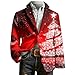 Christmas Blazer Men Corduroy Christmas Jacket One Button Fashion Blazers Suit Jacket Trendy Work Xmas Graphic Coat Red Large