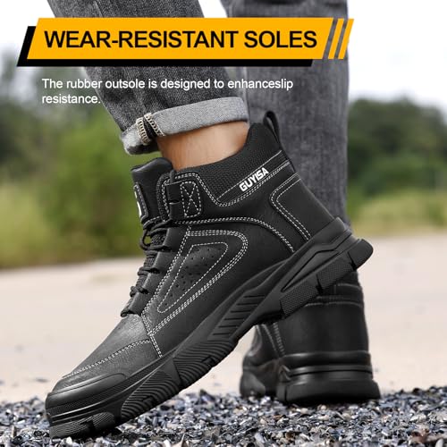 Image of Steel Toe Shoes for Men,Lightweight Work Shoes,Mens Indestructible Safety Boots,Puncture Proof Construction Steel Toe Sneaker.