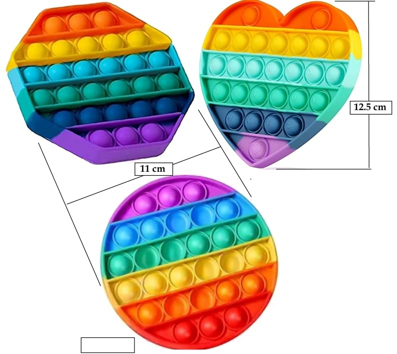 Image of Pop It Fidget Toys, Push Pop Bubble Fidget Sensory Toy, Autism Special Needs Silicone Stress Relief Toy, Great Fidget Toy for Kids and Adults ( 3 pcs)