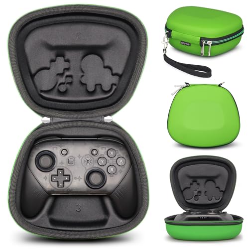 sisma コントローラケース for Switch Proコントローラ セミハード ケース 収納 ポーチ ワイヤレスコントローラー全体を守ります『緑色』