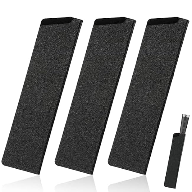 Knife Covers or Sleeves, 3 Pcs ABS Universal Knife Guard Set for Kitchen Knives Flocking Sheath Blade Guard Gentle, Non-Scratch Felt Lining Protectors Sleeve for Chef Knives, Cleaver, Black