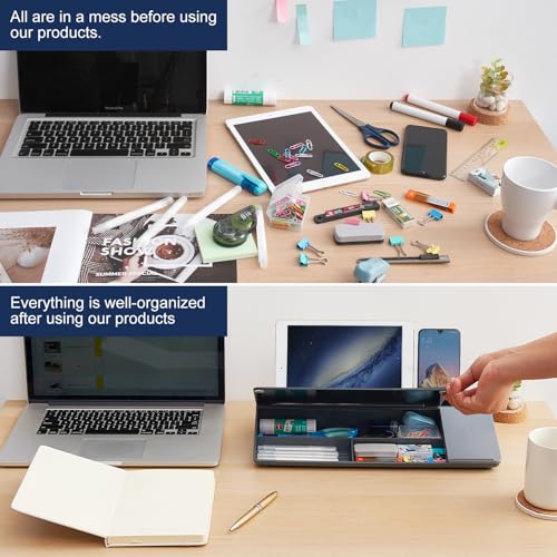 Image of Small Glass Desktop Whiteboard Dry-Erase-Board - Computer Keyboard Stand with Wireless Charger White Board Surface Pad with Drawer, Desk Organizers with Accessories for Office, Home, School Supplies