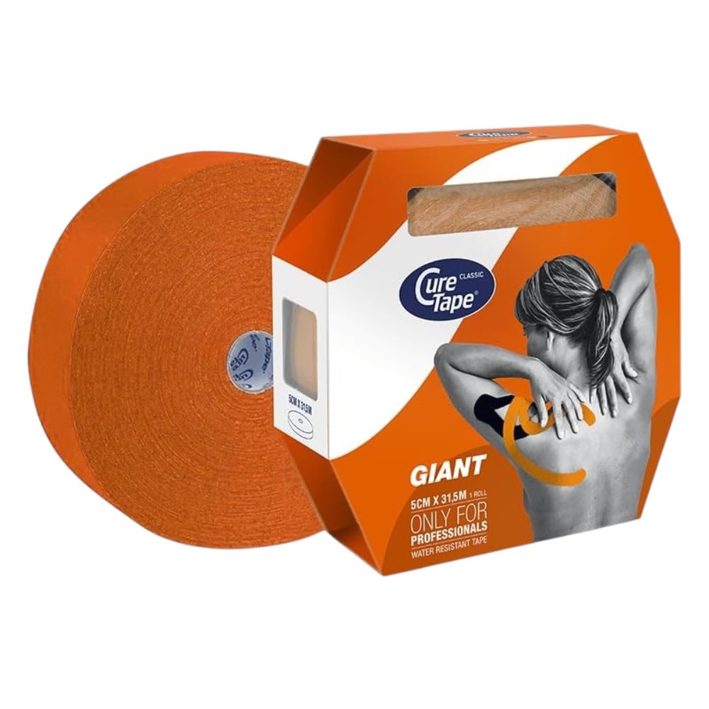 CureTape® Kinesiologie Tape (5 cm x 31,5 m) | Wasserfest und latexfreies Kinesiotapes | Kinesiotape mit TÜV-Zertifikat | Sporttape für den Profi | Physio Tape für Verletzungen & Beschwerden | Orange