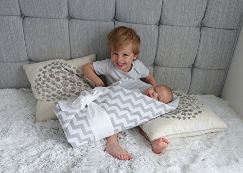 Magnífica manta (muy parecida a un saquito) para tapar a su bebé fabricada con almohadilla desmontable para el apoyo de cuello y espalda, hipoalergénica, regalo perfecto para recién nacidos (de 0 a 4 meses) gris, azul y rosa.