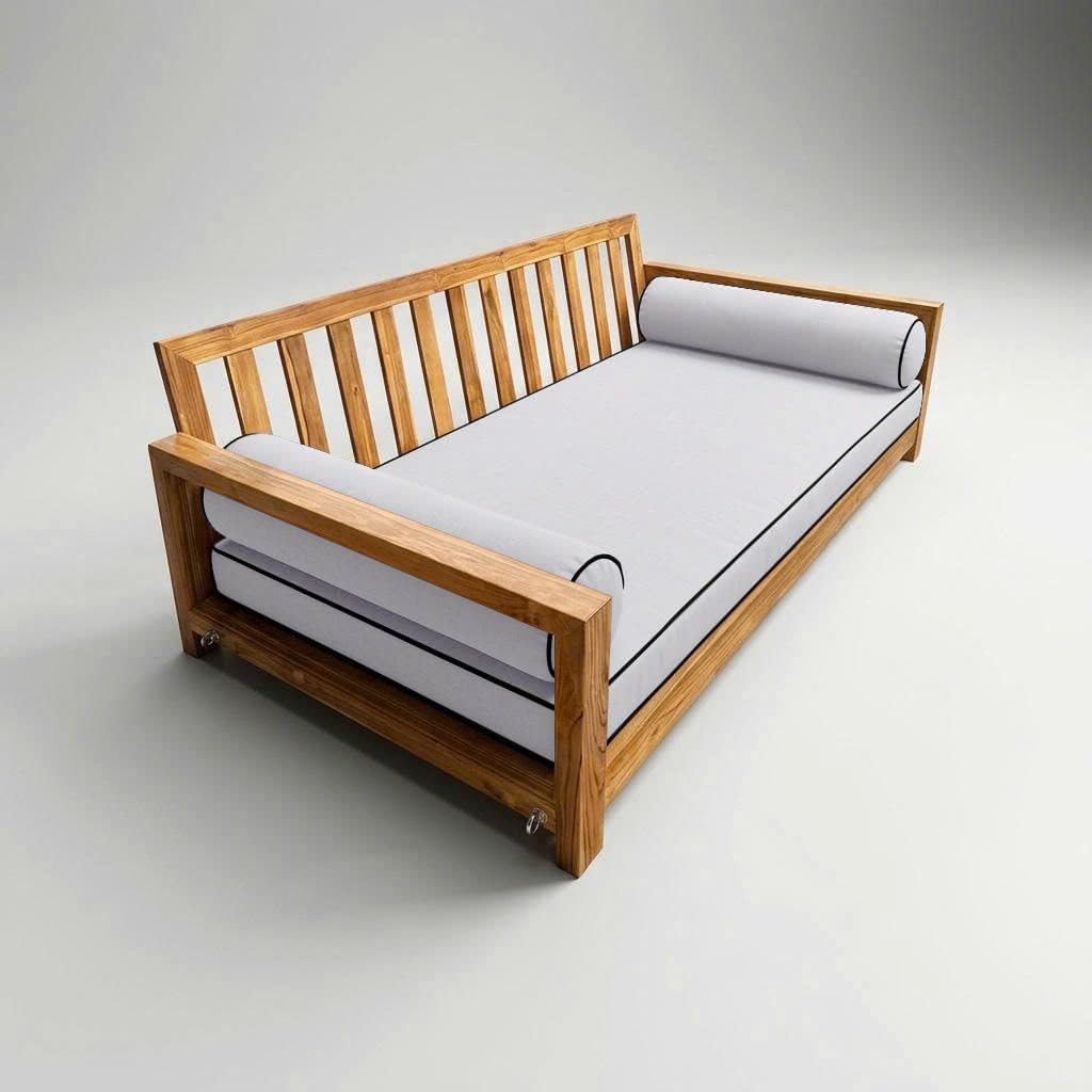 Prolinemax Style5 Crib Size 3PC Contrast Pipe Trim Outdoor Daybed Mattress Cushion Bolster Pillow Slip Cover Complete Set AD105
