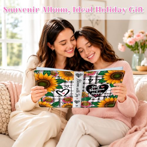 Image of Photo Album 4x6 120 Pockets Sunflower Plaid Pattern