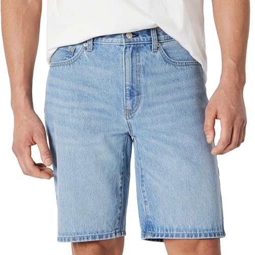 Amazon Essentials Men's Rigid Relaxed-Fit Jean Shorts, Vintage Blue, 34