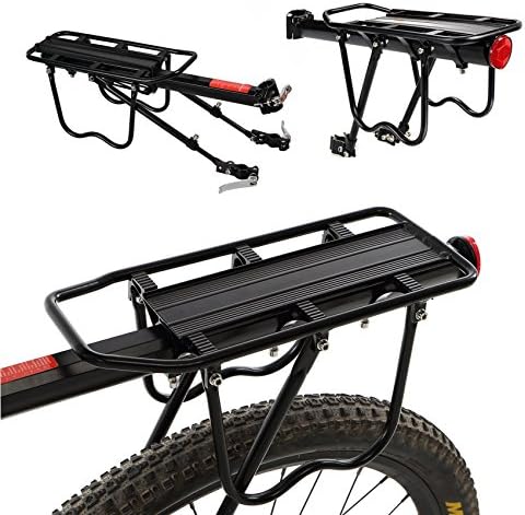 hybike 160 Lb Capacity Sturdy Rear Bike Rack，Seat Post，Universal Adjustable Mount Pannier Luggage Carrier， Luggage Shelf