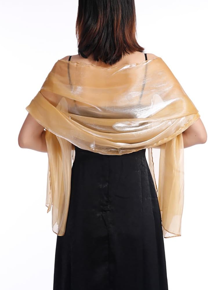 Huralona Women Silky Sheer Shawls and Wraps Shimmer Organza Pashmina Scarf for Evening Dresses Wedding Costume Party - Image 5