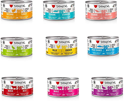 48 Lattine da 150g Disugual Monoproteico Cibo Umido Per Cani Pollo salmone Manzo Coniglio