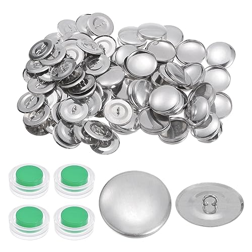HARFINGTON Juego de 200 botones de cubierta automática de 44 L, 28 mm con parte trasera de alambre, botones de aluminio para cubrir botones de tela, kit de botones cubiertos con 4 herramientas para