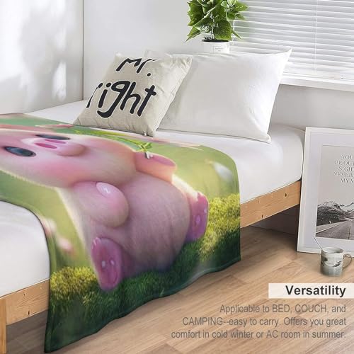 Couverture polaire cochon mignon fini les frissons plaid flannel chaud doux