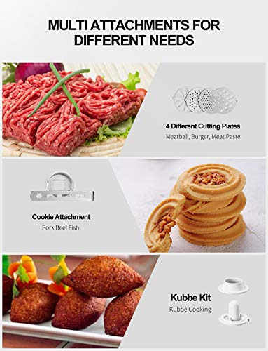 Electric Meat Grinder, Aicok [2500W Max] Sausage Stuffer with 4 Grinding Plates, 3 - S/S Blades, 2 Free Meat Claws, Cookie Shaper & 2 Burger-Slider Maker, 3 Speeds Control, Storage Box - Thumbnail 7