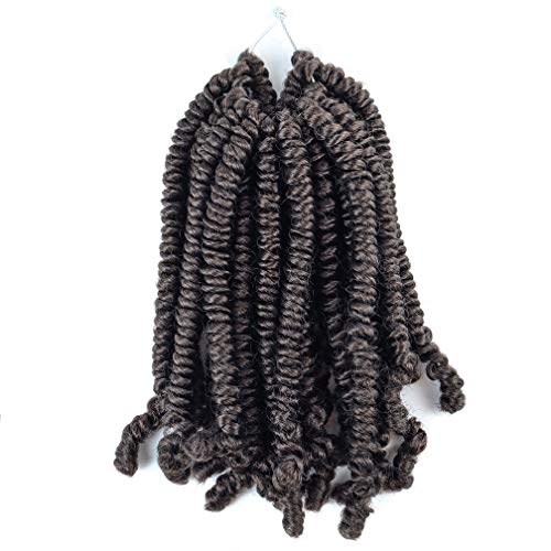 10 inch Short Spring Twist Hair 6 Pcak Pre Looped and Pre Twisted Bomb Twist Crochet Hair Synthetic Fluffy Low Temperature Kanekalon Braiding Hair Extension (8 Inch, 4)…