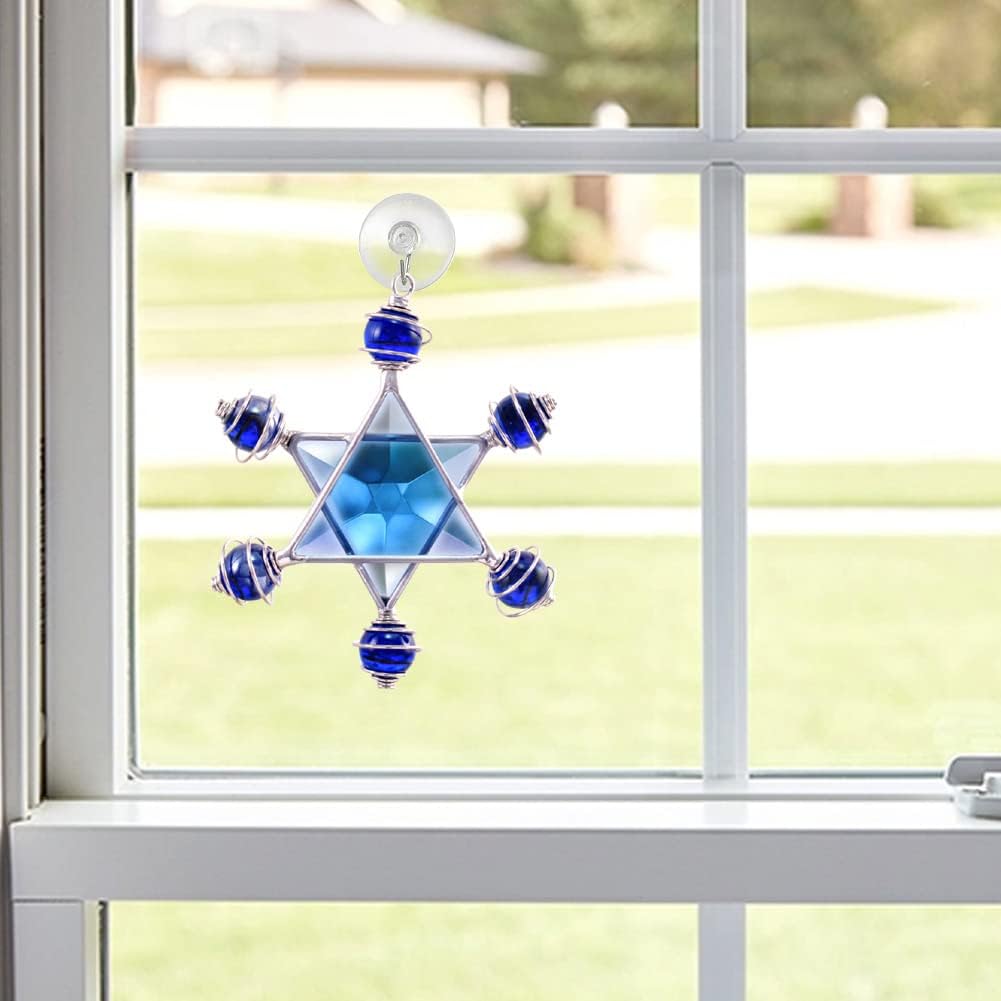 Star of David Glass Window Sun-Catcher, 4-Inch, Handmade in the USA