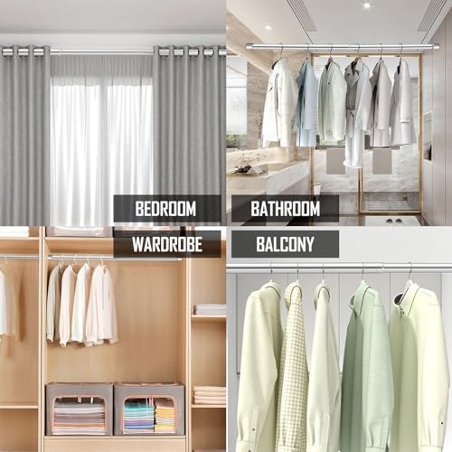 Ausziehbare Kleiderstange, Edelstahl Kleiderstange, Edelstahl Schrankstange, 2 Stück, Verstellbarer Kleiderschrank Kleiderstange, Garderoben-Stange, Schrankrohr Ausziehbar, 33-62cm, Silber