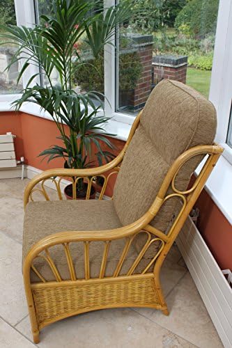 Garden Market Place Sorrento Cane Conservatory Furniture Duo Set- 2 Chairs and a Side Table- Coffee Colour Fabric