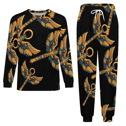 Egyptian Ankh Pajama Set Long Sleeve Lounge Sets Sleepwear 2 Pjs Nightwear for Men Women3
