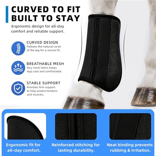 Fly Boots for Horses Set of 4, Breathable Mesh Horse Fly Boots with Support Stays, Adjustable Hook and Loop Closure, Helps Reduce Fly Bites & Stomping, Horse Leg Wraps for Pasture Turnout - Image 4