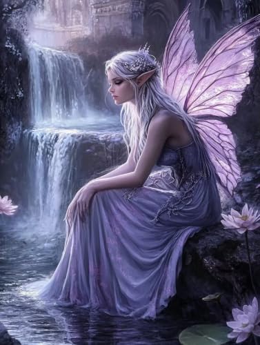 Pintura por números de mariposa como regalo de elfo creativo en kit DIY de lienzo de 40x50 cm